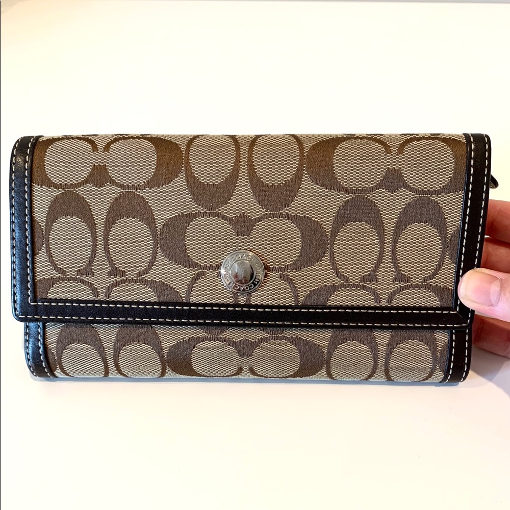 Large Authentic Coach Signature Print Wallet